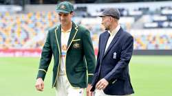  Australian Captain Pat Cummins and England Captain Joe Root chat during the Australia v England Ash