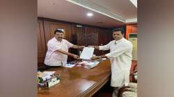 Jayesh Salgaonkar submits his resignation to the Speaker of the state legislative Assembly Speaker Rajesh Patnekar