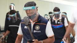 India head coach Rahul Dravid with the team India contingent at the Johannesburg airport on Thursday