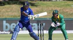 Indian batsman Shikar Dhawan plays a shot during the first ODI against South Africa.