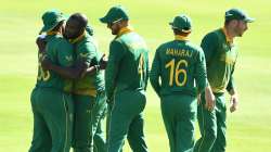 Sisanda Magala and South Africa teammates celebrate the wicket of India's Rishabh Pant during the 3rd ODI at Six Gun Grill Newlands in Cape Town on Sunday.