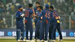 Indian players celebrating after taking a wicket during a T20I match (File photo)