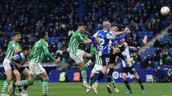 Guido Rodriguez of Real Betis (c) scores his side's second goal during the La Liga Santander match.