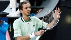 Daniil Medvedev of Russia celebrates match point in his match against Botic van de Zandschulp.