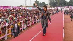 Priyanka Gandhi Vadra at the Shakti Samvaad in Sirsaganj, Firozabad.