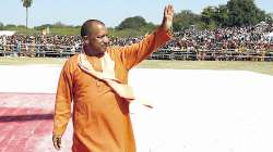 Uttar Pradesh CM Yogi Adityanath during an election campaign rally in Jhansi district. 