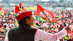 Samajwadi Party President Akhilesh Yadav addresses an election campaign rally for UP Assembly polls, in Gorakhpur district. UP election 2022, UP polls, Samajwadi Party, Akhilesh Yadav, BJP, Yogi Adityanath, Babaji, Math, Gor