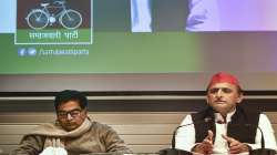 Samajwadi Party President Akhilesh Yadav with party National General Secretary Ram Gopal Yadav.