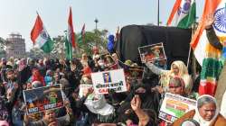 Women during a protest against the CAA near the Ghantaghar, Lucknow