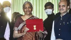 Union Minister of Finance Nirmala Sitharaman at Parliament for the presentation of the Union Budget 2022-23 on Feb 1.