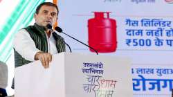 Congress leader Rahul Gandhi speaks during the Uttarakhandi Swabhiman Rally ahead of the Uttarakhand Assembly elections, in Haridwar, on  Saturday.