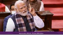 PM Narendra Modi speaks in Rajya Sabha during the Budget Session of Parliament. 