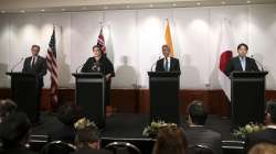  ,Left to right: US Secretary of State Antony Blinken, Australias Minister for Foreign Affairs Marise Payne, India's Minister of External Affairs S Jaishankar and Foreign Minister of Japan Yoshimasa Hayashi participate in the Quad foreign ministers press conference in Melbourne on Feb. 11, 2022.
 