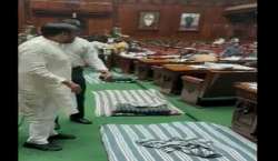 Congress MLAs protest in Karnataka Assembly over Eshwarappa's saffron flag remark