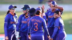 India Women celebrate after taking a wicket in India vs Pakistan match during ICC Women's World Cup 