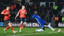 Chelsea's Romelu Lukaku (far right) scores the team's winning goal against Luton during FA Cup Fifth