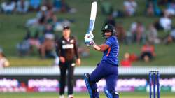 India batter Harmanpreet Kaur bats against New Zealand during ICC Women's World Cup 2022 match in Hamilton on Thursday.