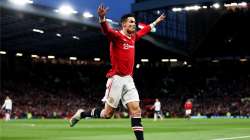 Cristiano Ronaldo of Manchester United celebrates after scoring a goal in a Premier League (PL) game