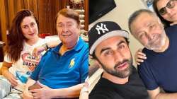 Kareena Kapoor with Randhir Kapoor; Ranbir Kapoor with Neetu and Rishi Kapoor