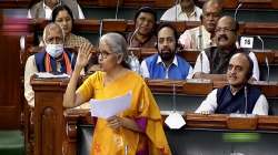 Union Finance Minister Nirmala Sitharaman speaks in the Lok Sabha, during the second part of the Budget Session, at Parliament House in New Delhi.