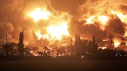 Saudi oil refinery, oil refinery attacked by drone, oil refinery sparking, small fire, latest intern