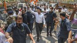 Goa Chief Minister Pramod Sawant flashes the victory sign?in Panaji?as BJP win in Assembly polls.