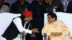 Akhilesh Yadav and Mayawati at an event.?