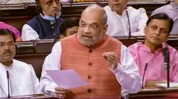 Union Home Minister Amit Shah speaks in the Rajya Sabha during the second part of Budget Session of Parliament, in New Delhi, Wednesday, April 6, 2022. 