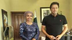 US Congresswoman Ilhan Omar with ex- Pakistan PM Imran Khan in Bani Gala.