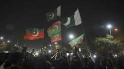 Supporters of former Prime Minister Imran Khan chant slogans during a protest after a no-confidence vote, in Islamabad, Pakistan.