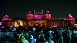 Light show at Red Fort during a programme to mark the 400th Parkash Purab of Guru Teg Bahadur in New Delhi?