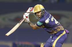 Nitish Rana in action for KKR