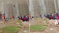 karnataka man, karnataka man falls down, karnataka dam