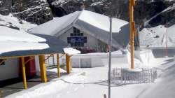 Gurudwara Shri Hemkund Sahib covered with a white blanket of snow, after snowfall in Chamoli district of Uttarakhand, friday, Nov. 20, 2020.