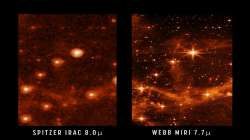 Comparison between?Spitzer IRAC 8.0 vs Webb MIRI 7.7.