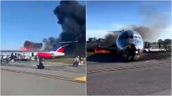 Miami Airport, Red Air flight catches fire, Miami international Airport, Red Air flight, iami airpor