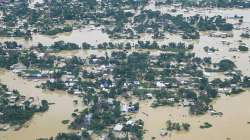 Silchar: Aerial view of the flood-affected area as seen by Assam Chief Minister Himanta Biswa Sarma during his survey