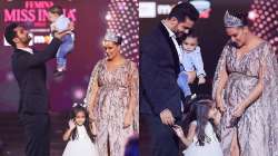 Neha Dhupia, Angad Bedi with kids Mehr & Guriq