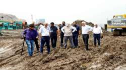 Delhi Lt Governor V K Saxena at the Ghazipur landfill site. 