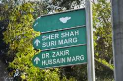 A signboard around the periphery of the India Gate hexagon after the old name of the national capitals ceremonial boulevard - Rajpath was scraped off from it