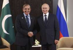 Russian President Vladimir Putin meets with Pakistani Prime Minister Shahbaz Sharif on the sidelines of the Shanghai Cooperation Organisation (SCO) summit in Samarkand, Uzbekistan