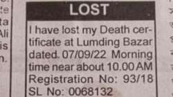 Man claims losing his own death certificate