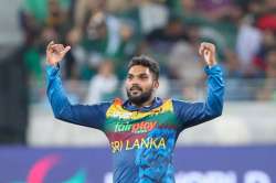 Hasaranga celebrating a wicket vs PAK.