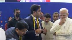 Chairman of Reliance Jio, Akash Ambani briefs the PM on the 5G services.