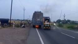 The impact of the accident was such that the motorcycle got stuck underneath the bus