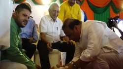 Assam CM Himanta Biswa Sarma washes feet of senior BJP workers in Guwahati