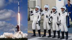 SpaceX Crew5 astronauts, from left, Anna Kikina, of Russia, Josh Cassada, Nicole Mann, and Koichi Wakata, of Japan, pose for a photo as they leave the Operations and Checkout building before heading to Launch Pad 39-A at the Kennedy Space Center in Cape Canaveral, Fla., for a mission to the ISS.