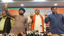 Delhi BJP President Adesh Gupta, party spokesperson Tajinder Pal Singh Bagga and party leader Parvesh Sahib Singh