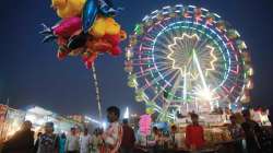 On Sunday, a large turnout was seen in the Sonpur fair. Tall swings are one of the major attractions of the fair.