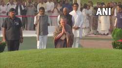 UPA chairperson Sonia Gandhi and Congress president Mallikarjun Kharge pay floral tributes to India’s first Prime Minister Jawaharlal Nehru on his birth anniversary, at his memorial Shanti Van.